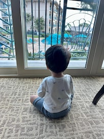 Enjoying the pool view.