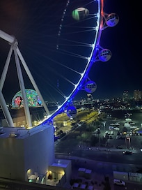 Decent view from the hallway. You will need to stay on one of the higher floors. The The property faces west, which is the pool for the Flamingo. You cannot see the strip because of the hotel.