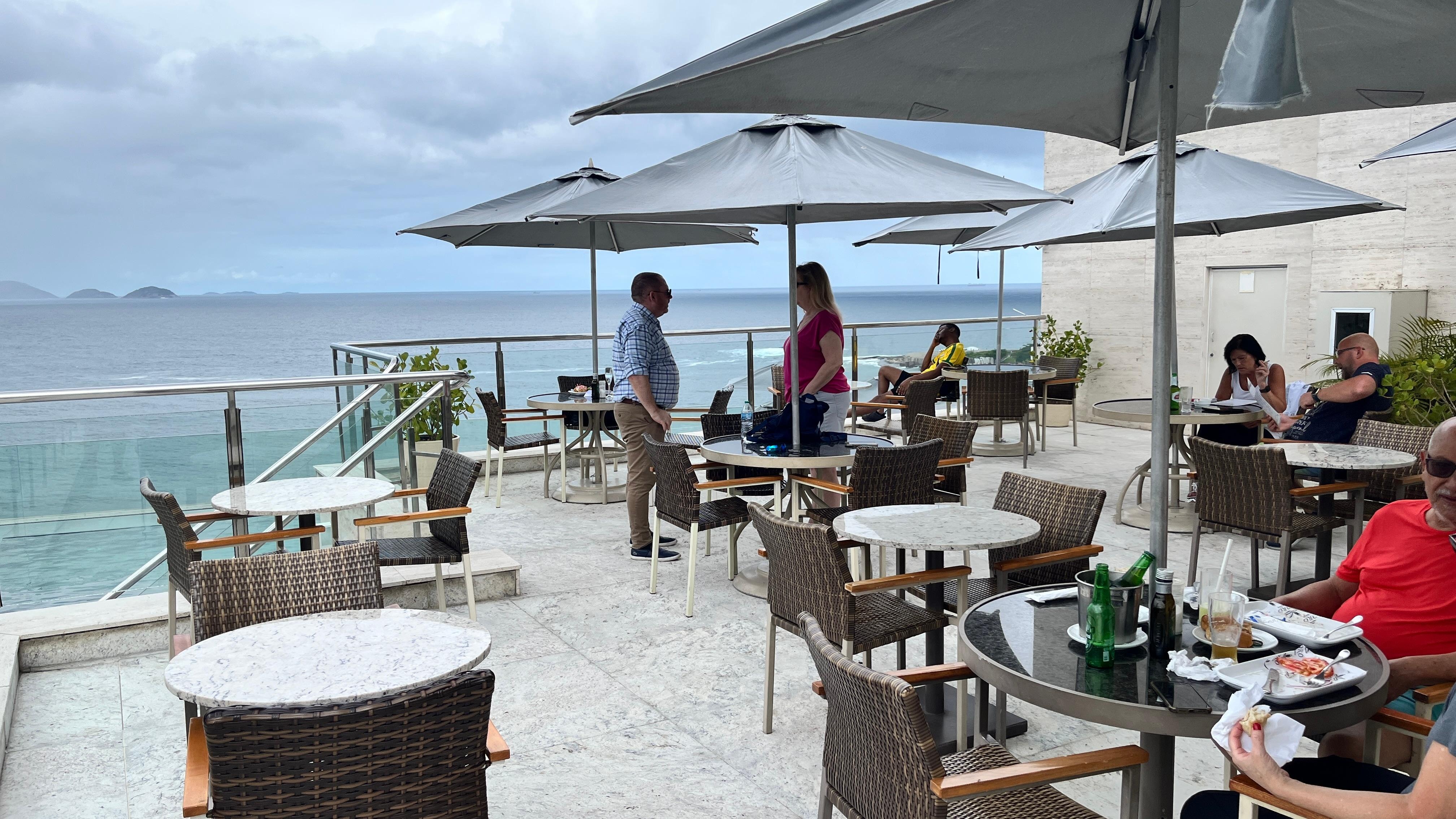 Upper rooftop lounge seating area