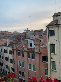 The view from my hotel room window. The window opens to let in cool fresh air.