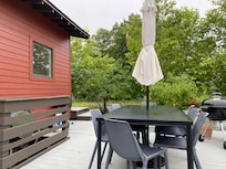 The rear patio with garden views.