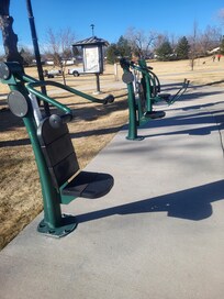 Park exercise equipment in neighborhood