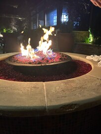 Fire pit by pool area