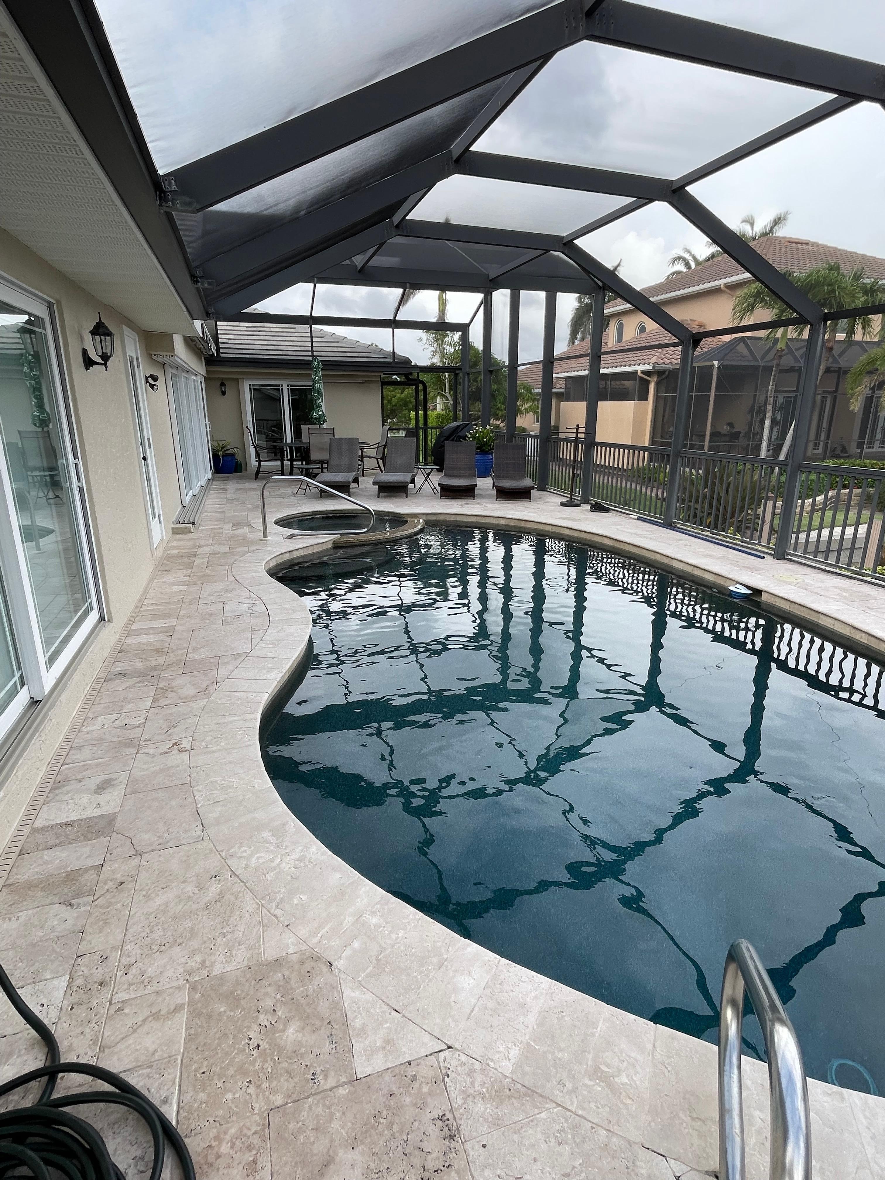 Pool and hot tub area.