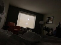 There were no blackout curtains. Room was way too light to sleep.