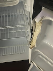 Chunks broken from the fridge