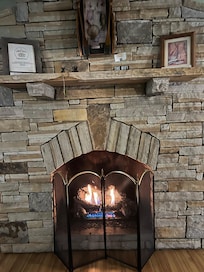 Fireplace as you walk in the door