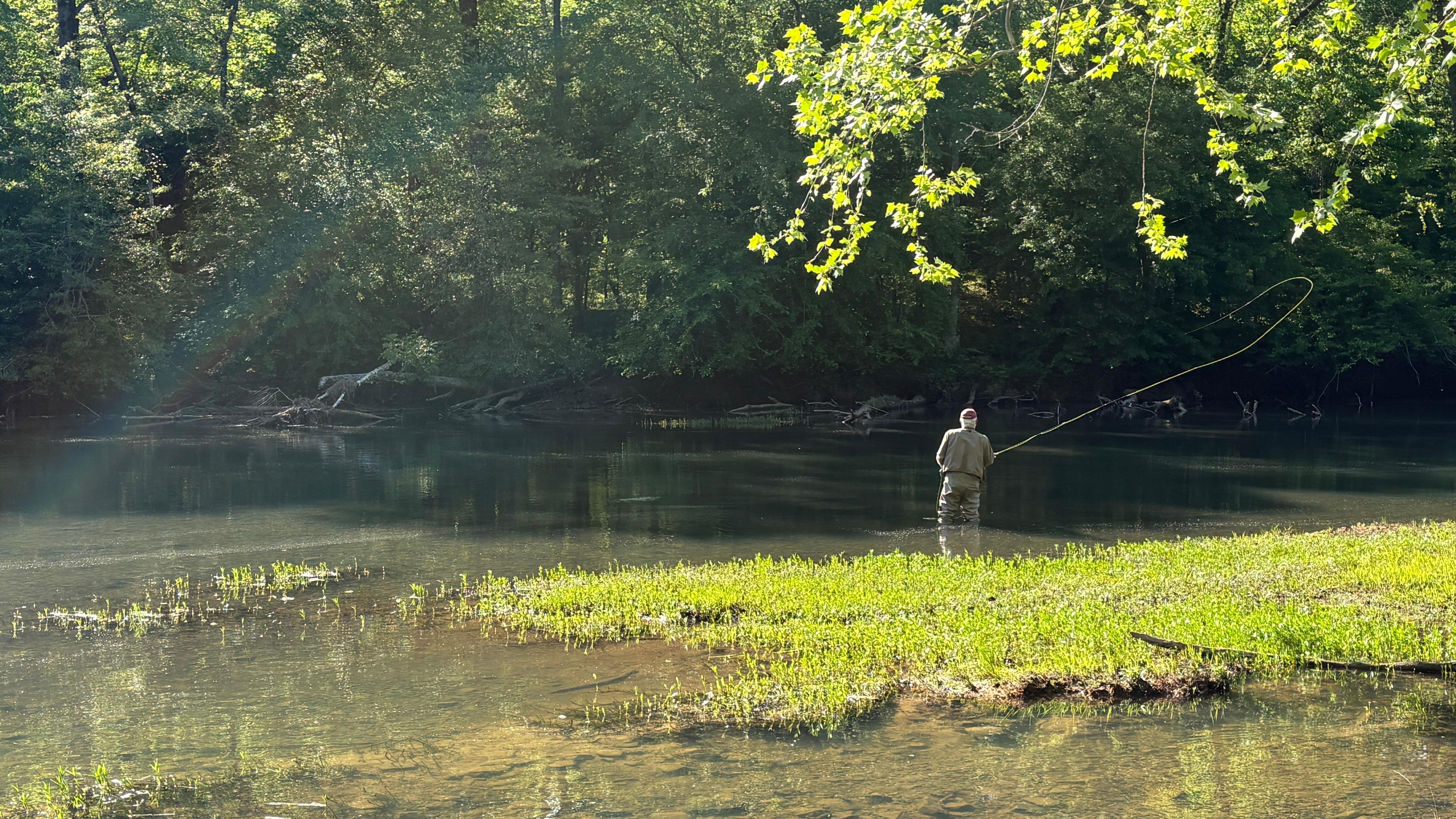Fly fishing just steps away from the cabin
