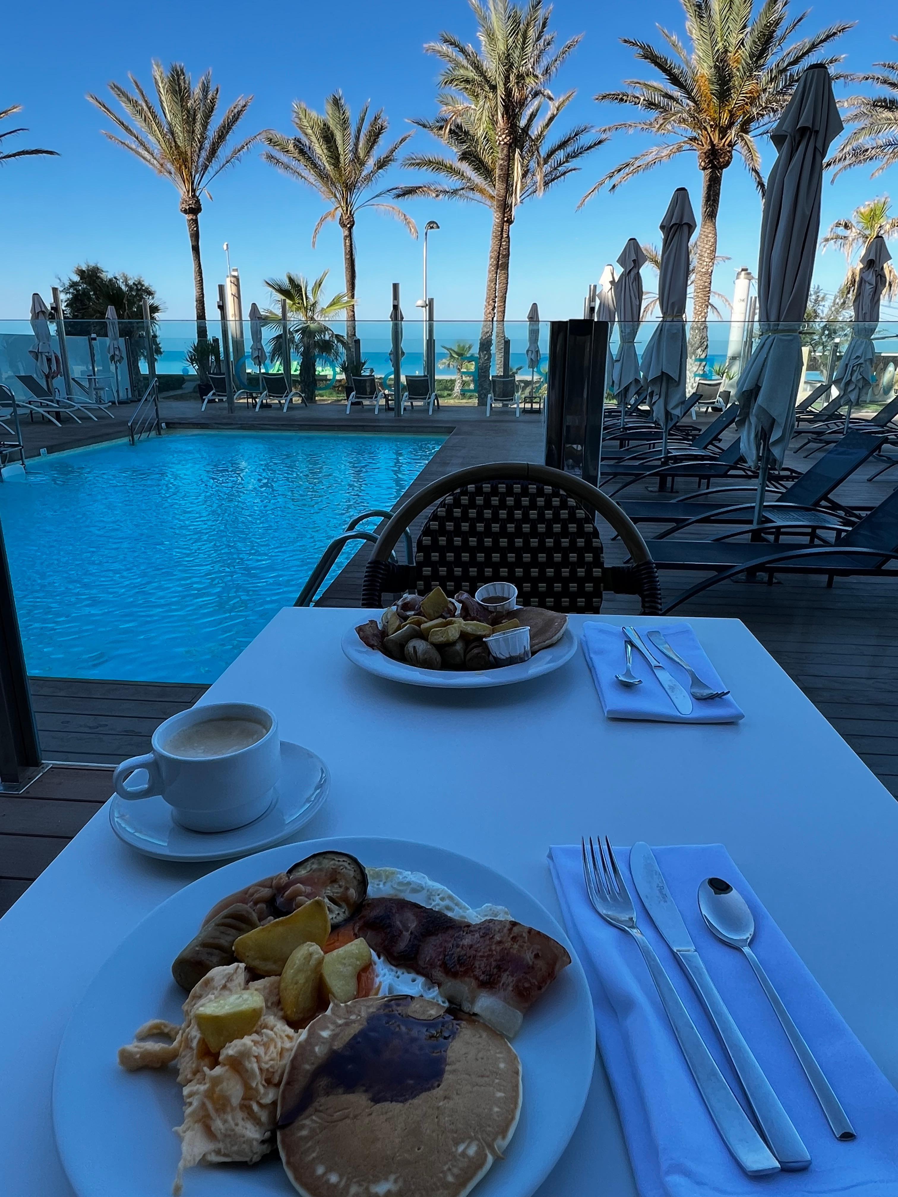 Pool side breakfast