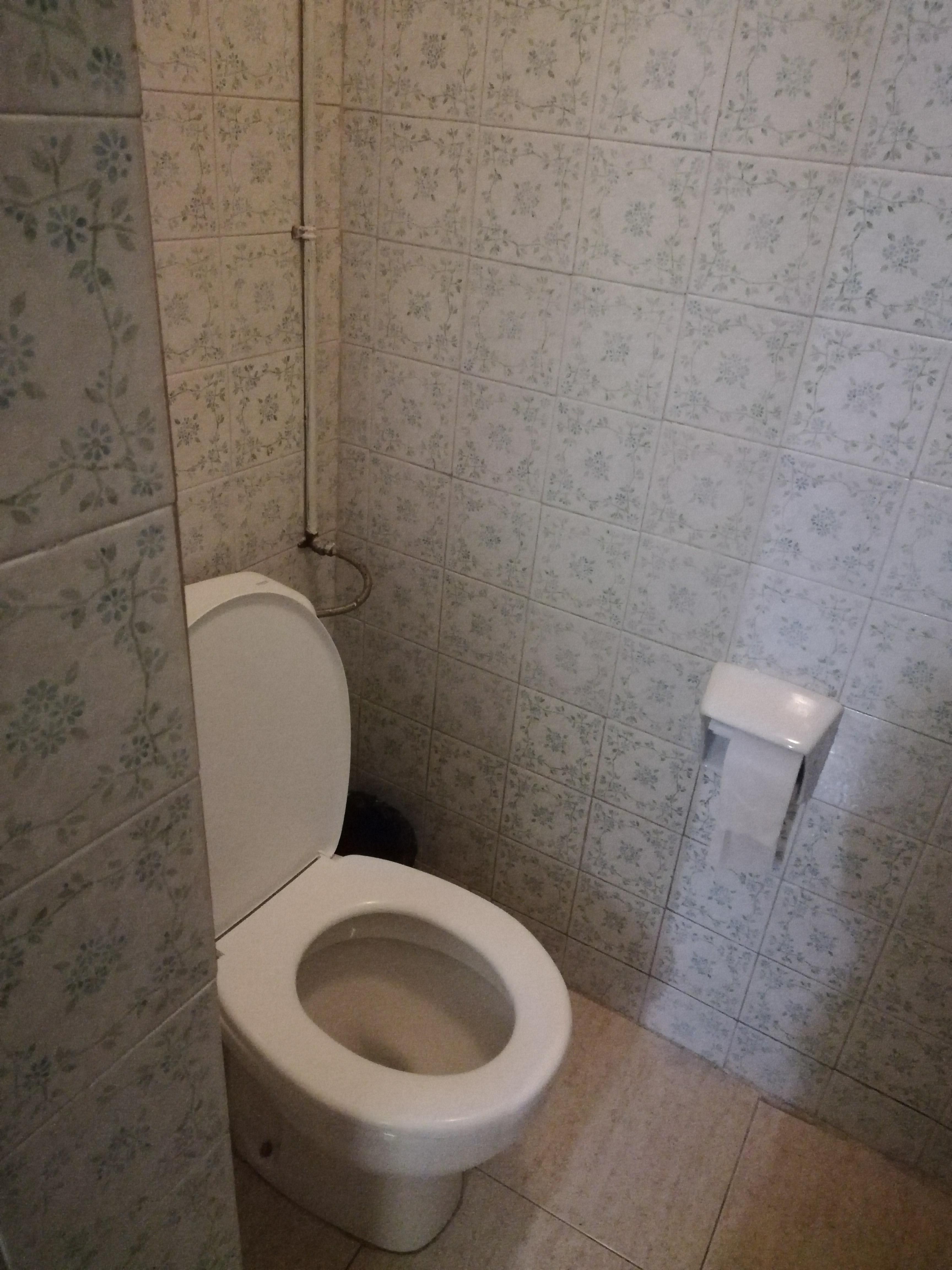 Shared toilet outside the room, no sink available. Not in the room or in the toilet.