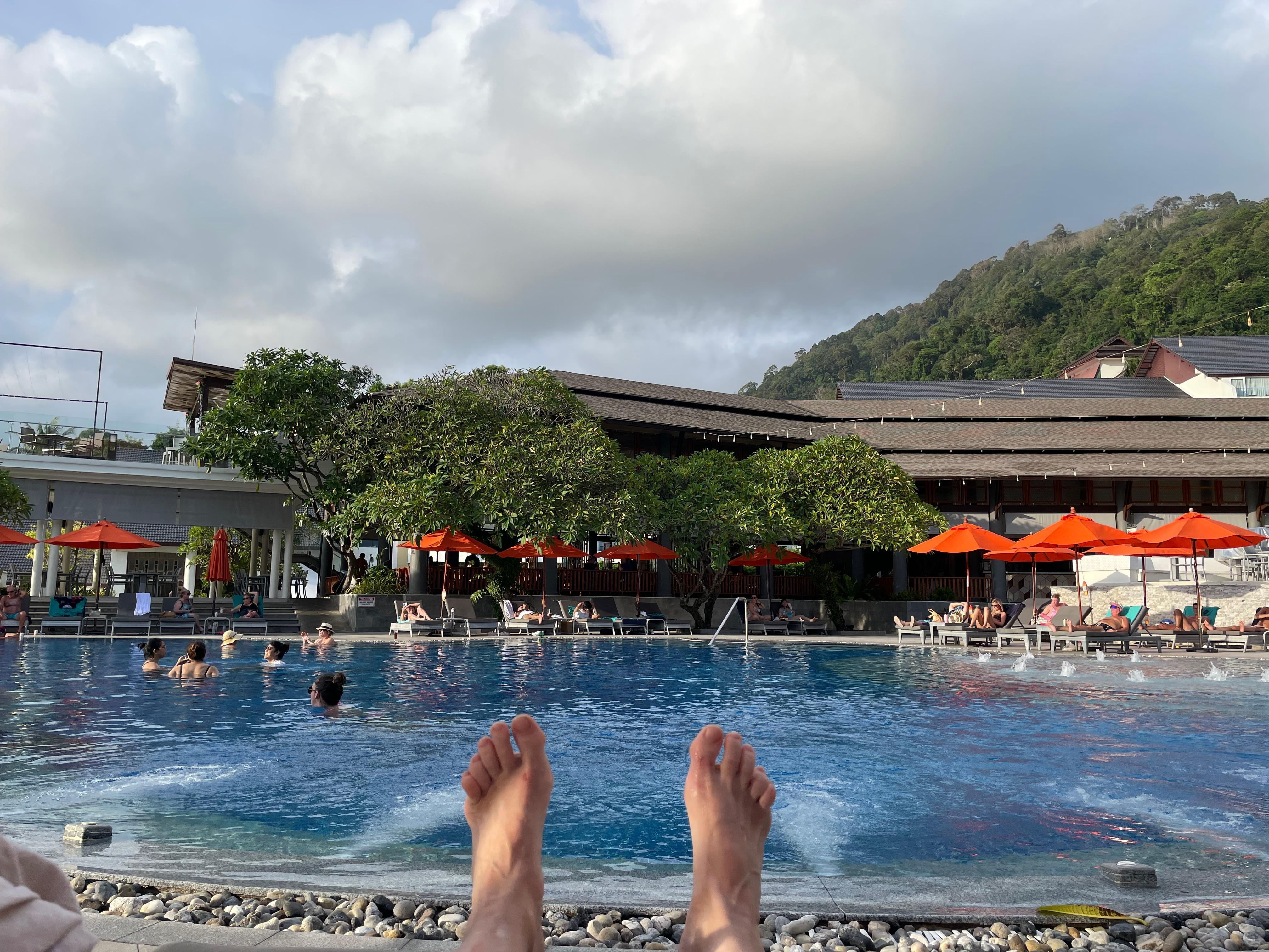 Pool near restaurant