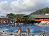 Pool near restaurant