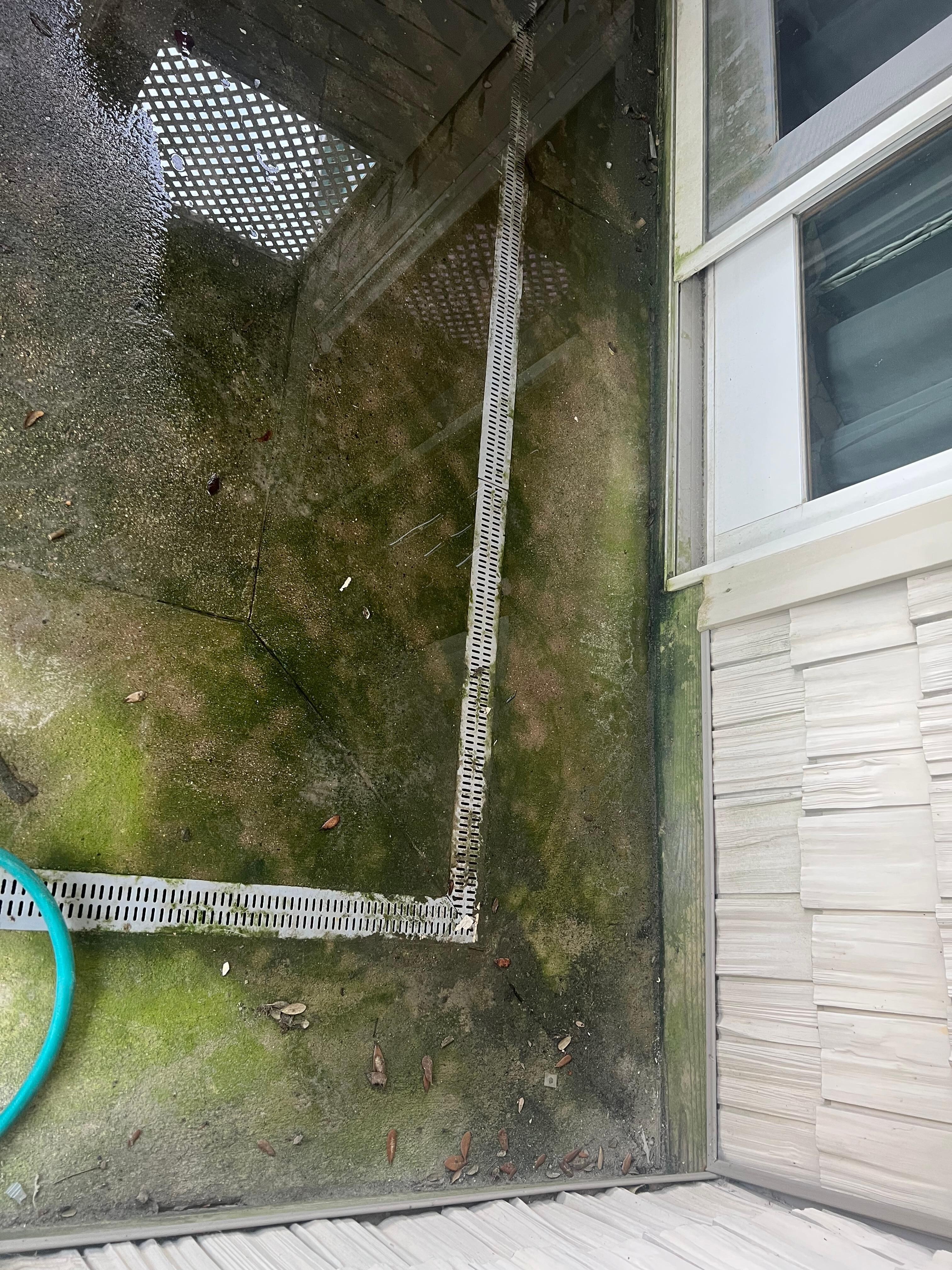 In between hot tub and doors