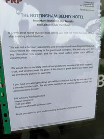 Notice found in hotel door after payment and travelling 200 miles.