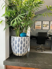 The staff placed eggs around the lobby and breakfast area over Easter.