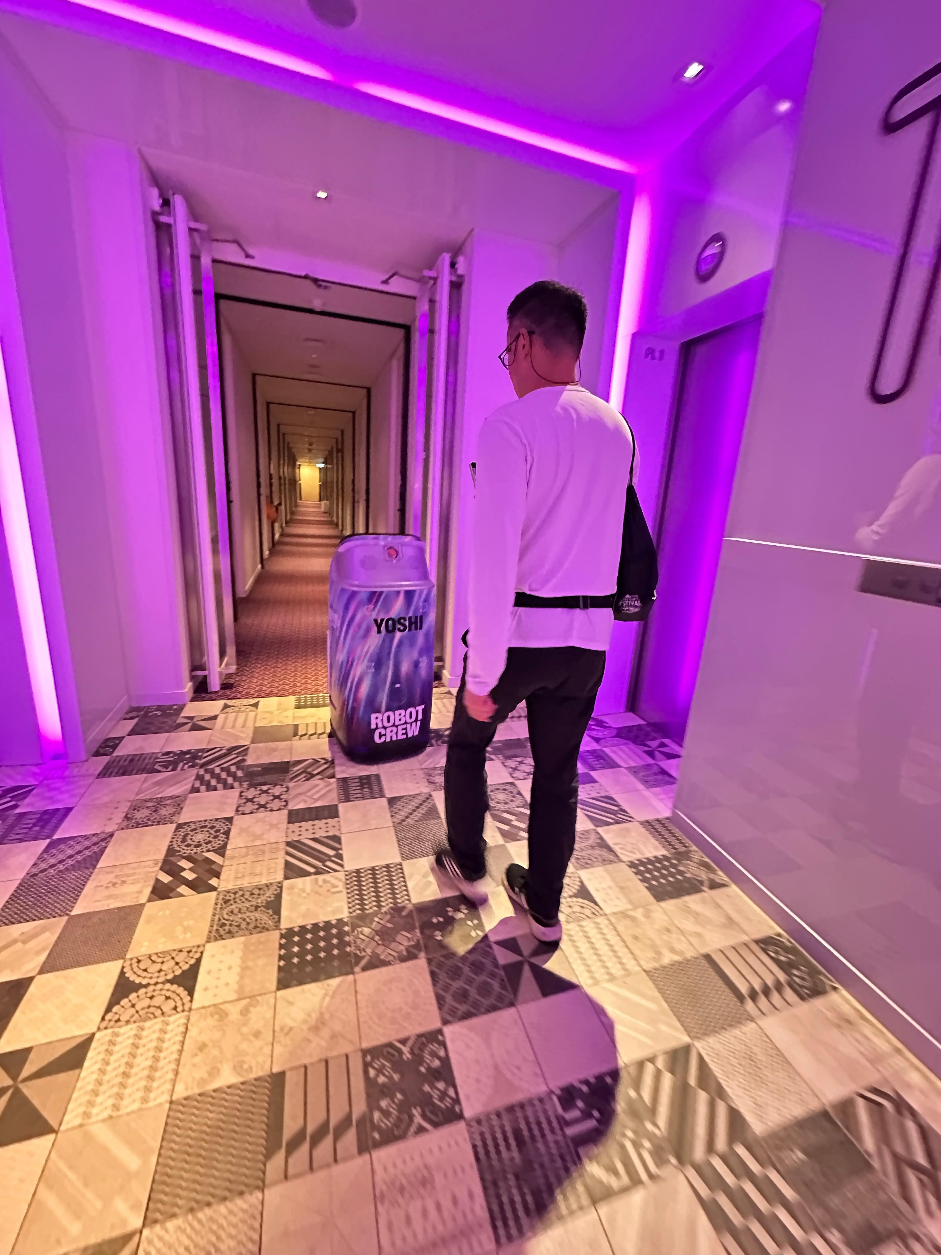 yoshi delivering towels to our room