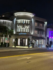 Hotel front at night