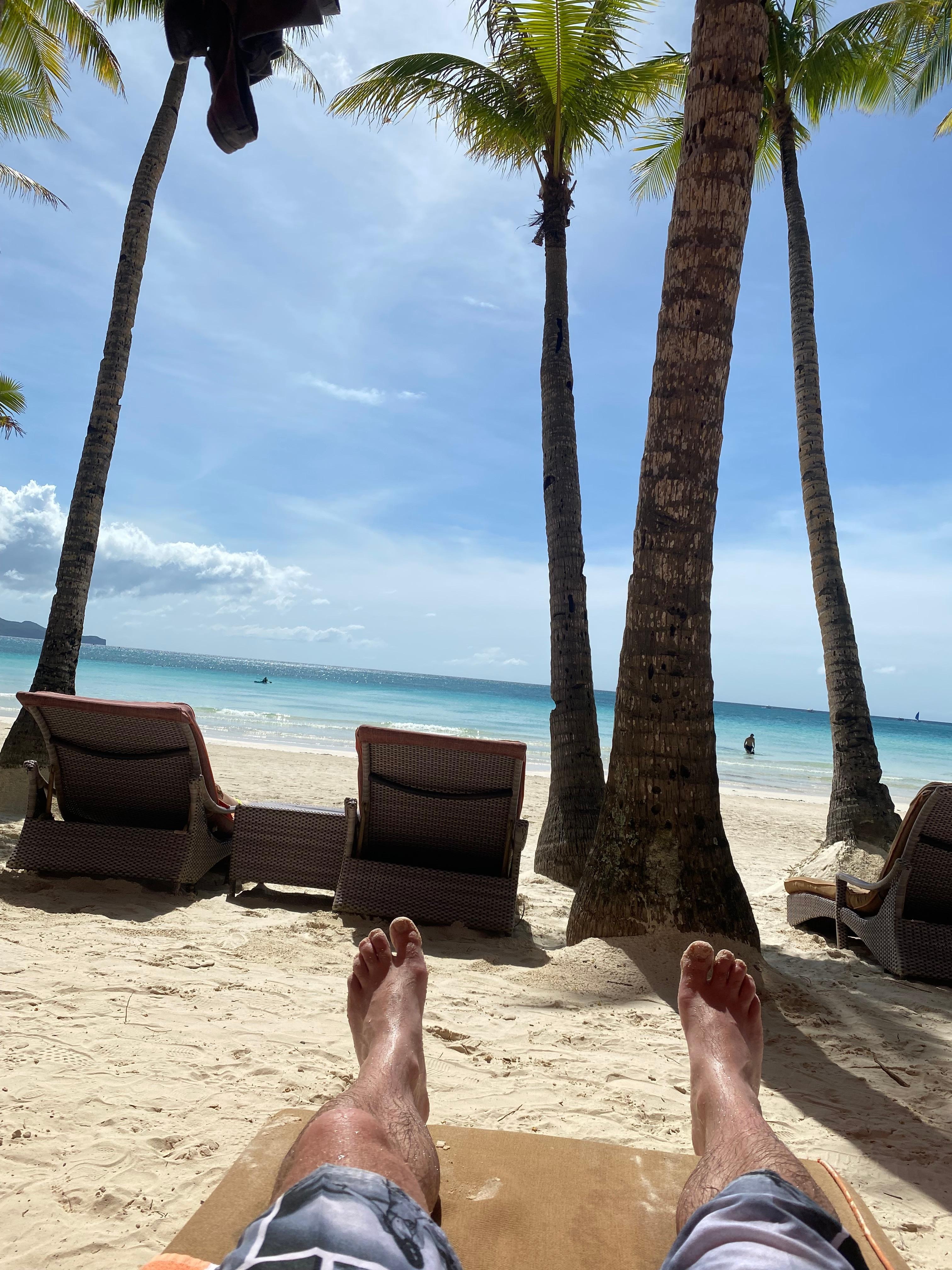 Relaxing by the beach. 