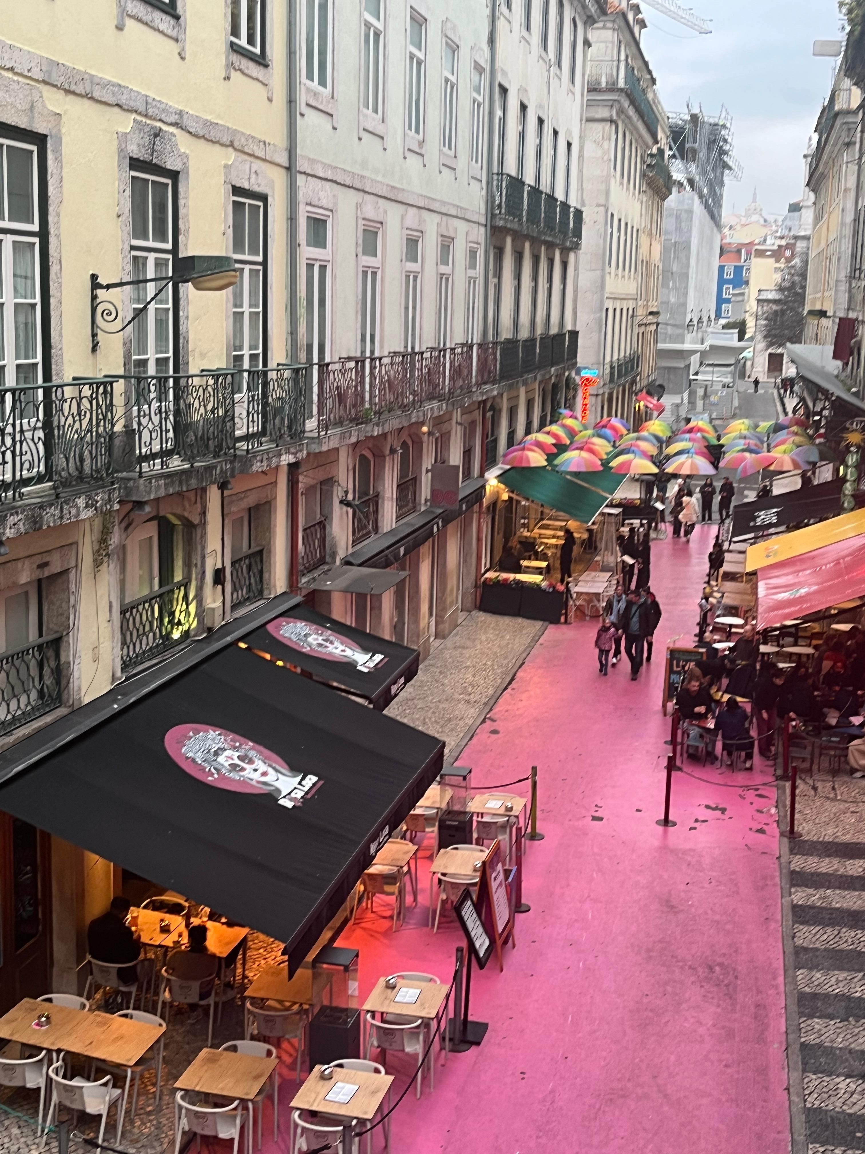 Pink street in Lisboa