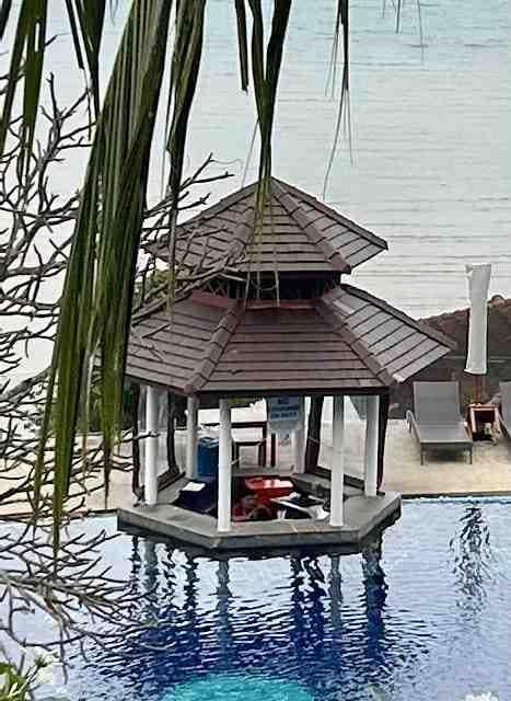 Pool bar, staffed sometimes but only to monitor towels. No service