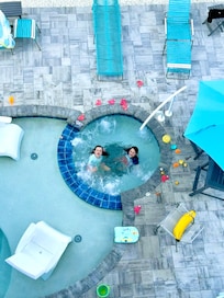 Grands in the hot tub