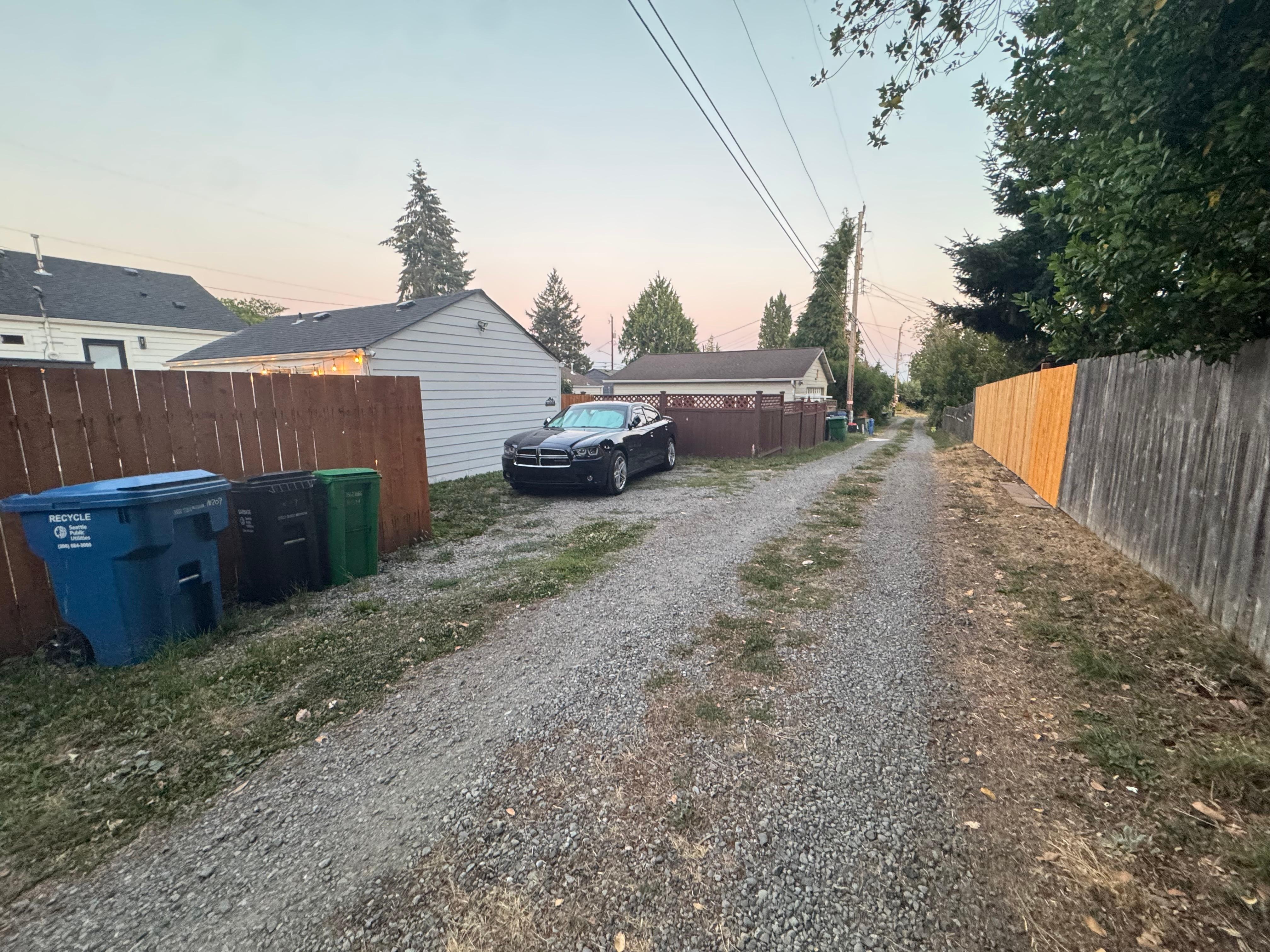 Parking out back on private drive closet to Air BnB 
(looking away from main road)