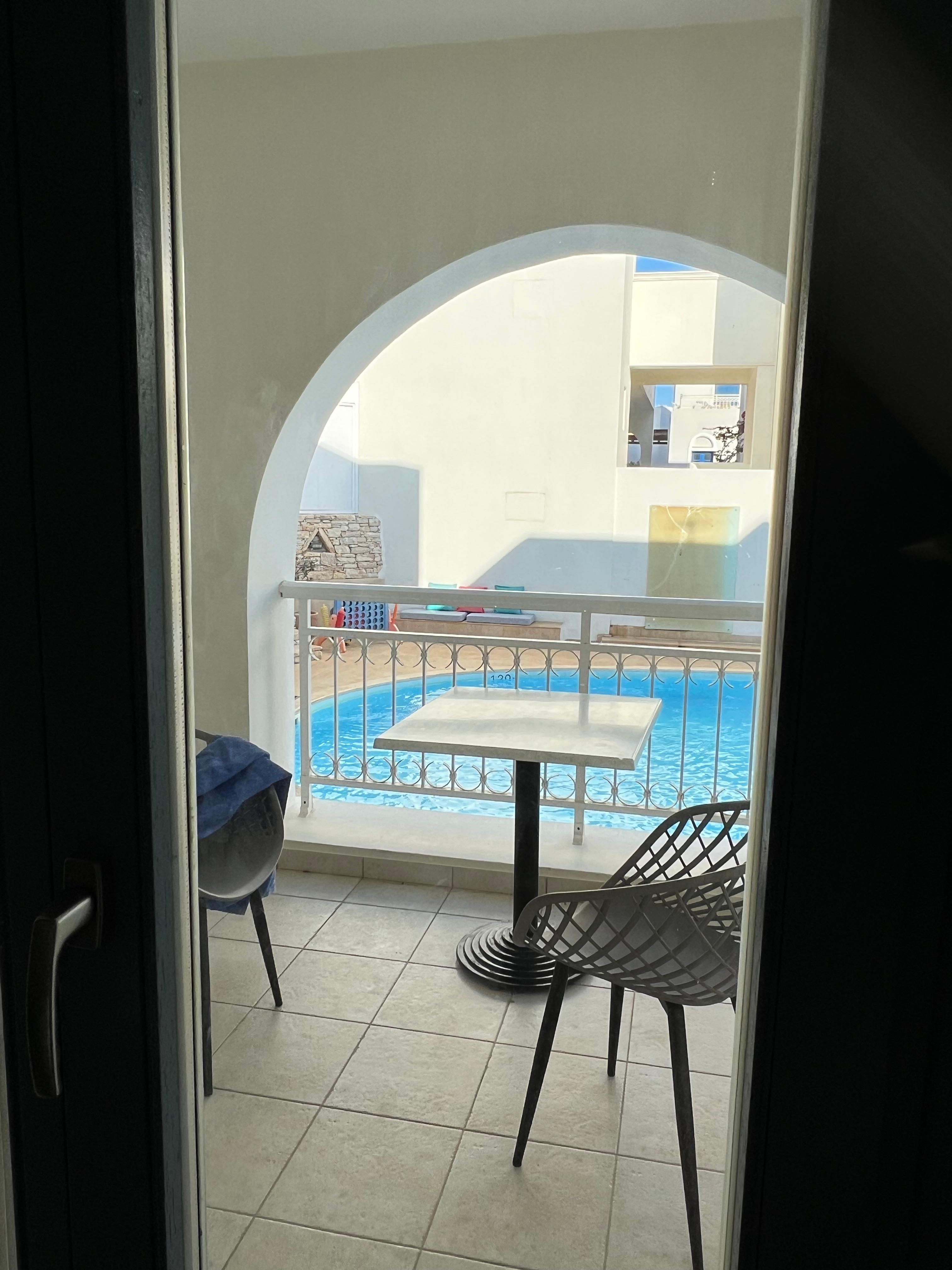 One of our two balconies. Loved sitting here while watching the kids in the pool.