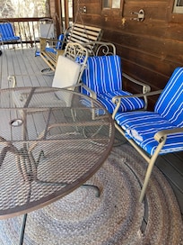 The porch , it was large and had comfortable chairs.