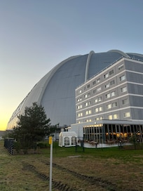 View from outside OHANA lodges towards dome.