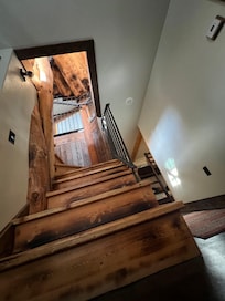 Basement looking up the stairs.