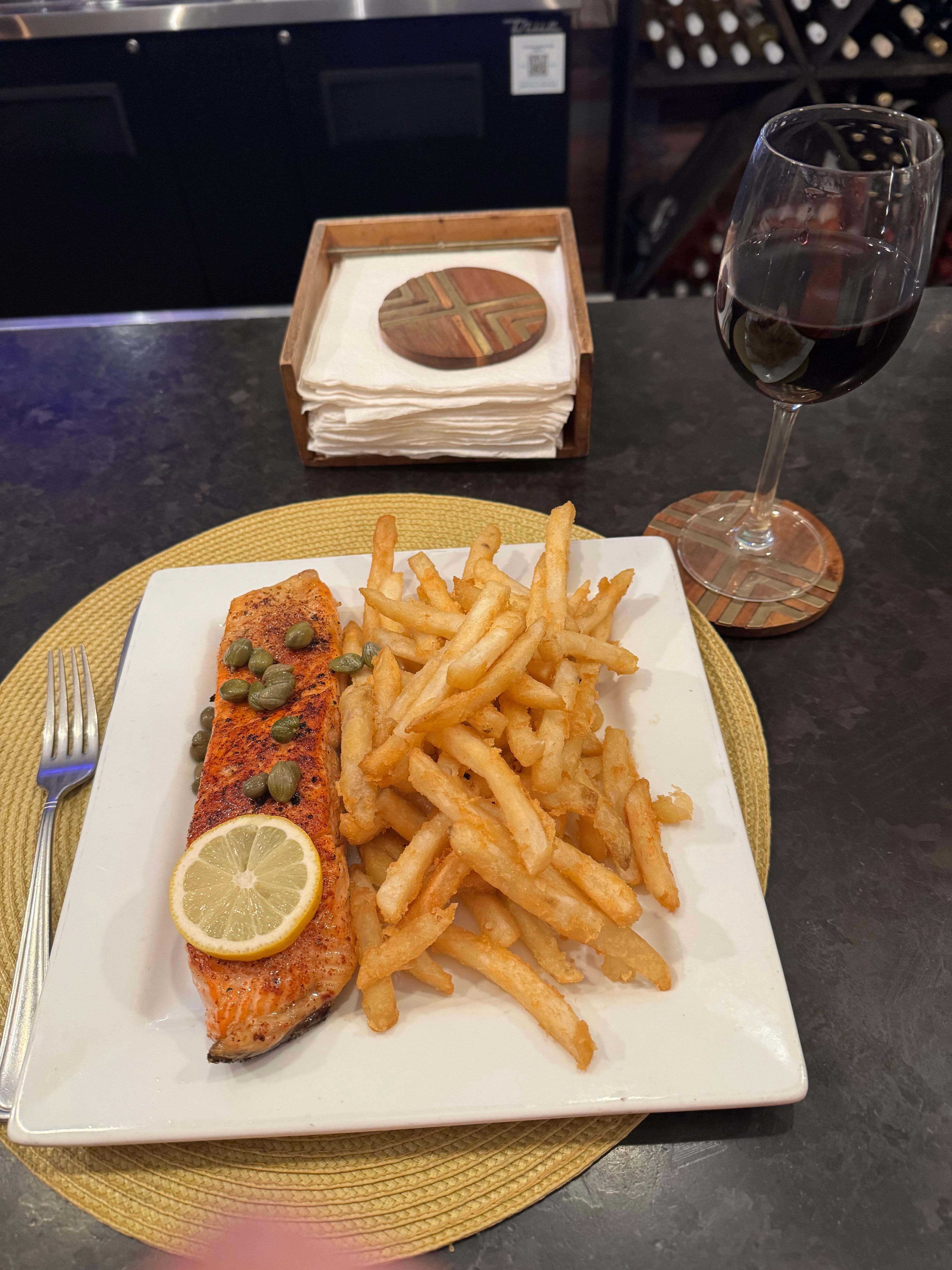 The salmon for dinner.  Not overcooked and dry like some places