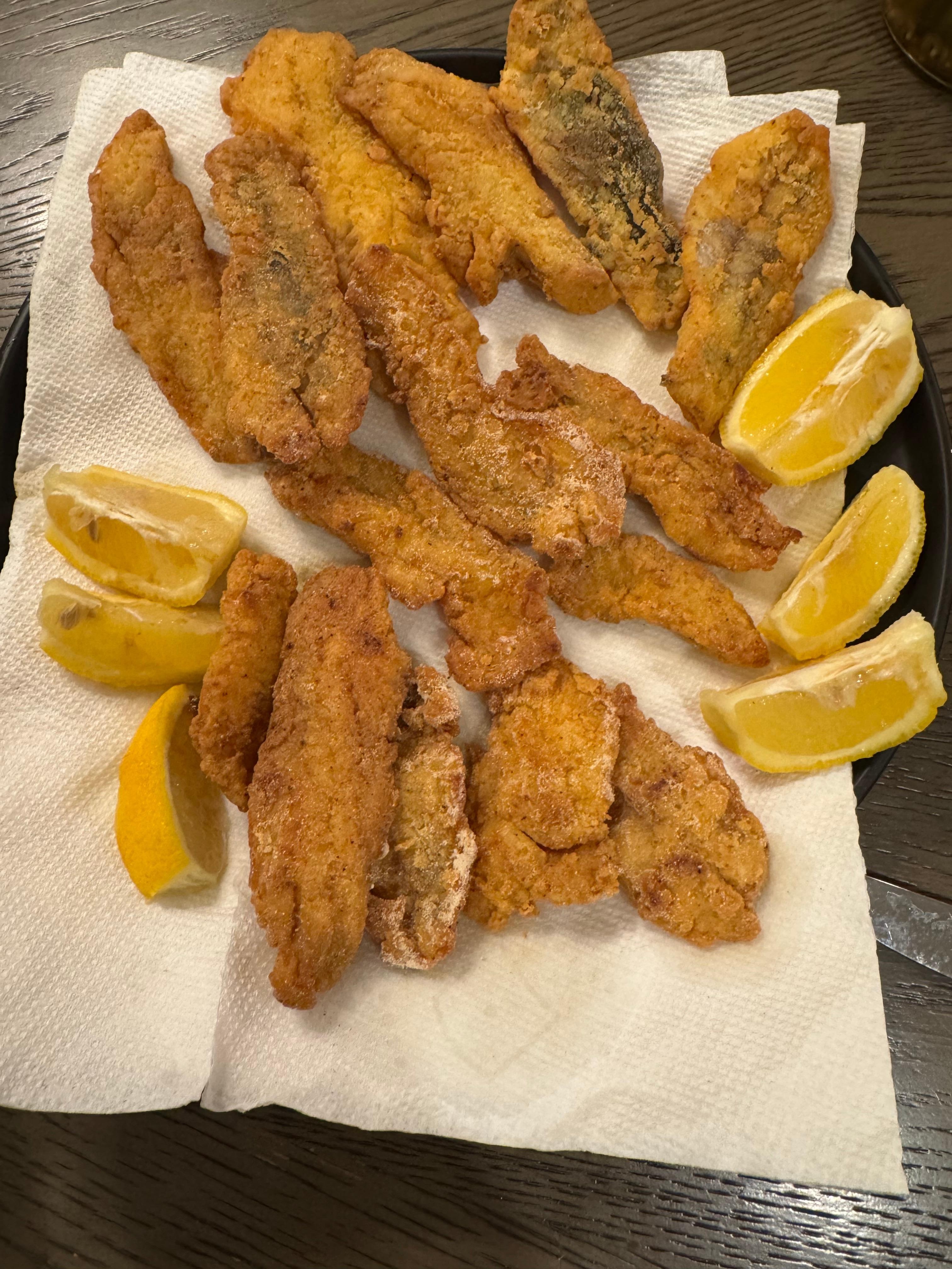 Fresh white trout for dinner from the dock to the table