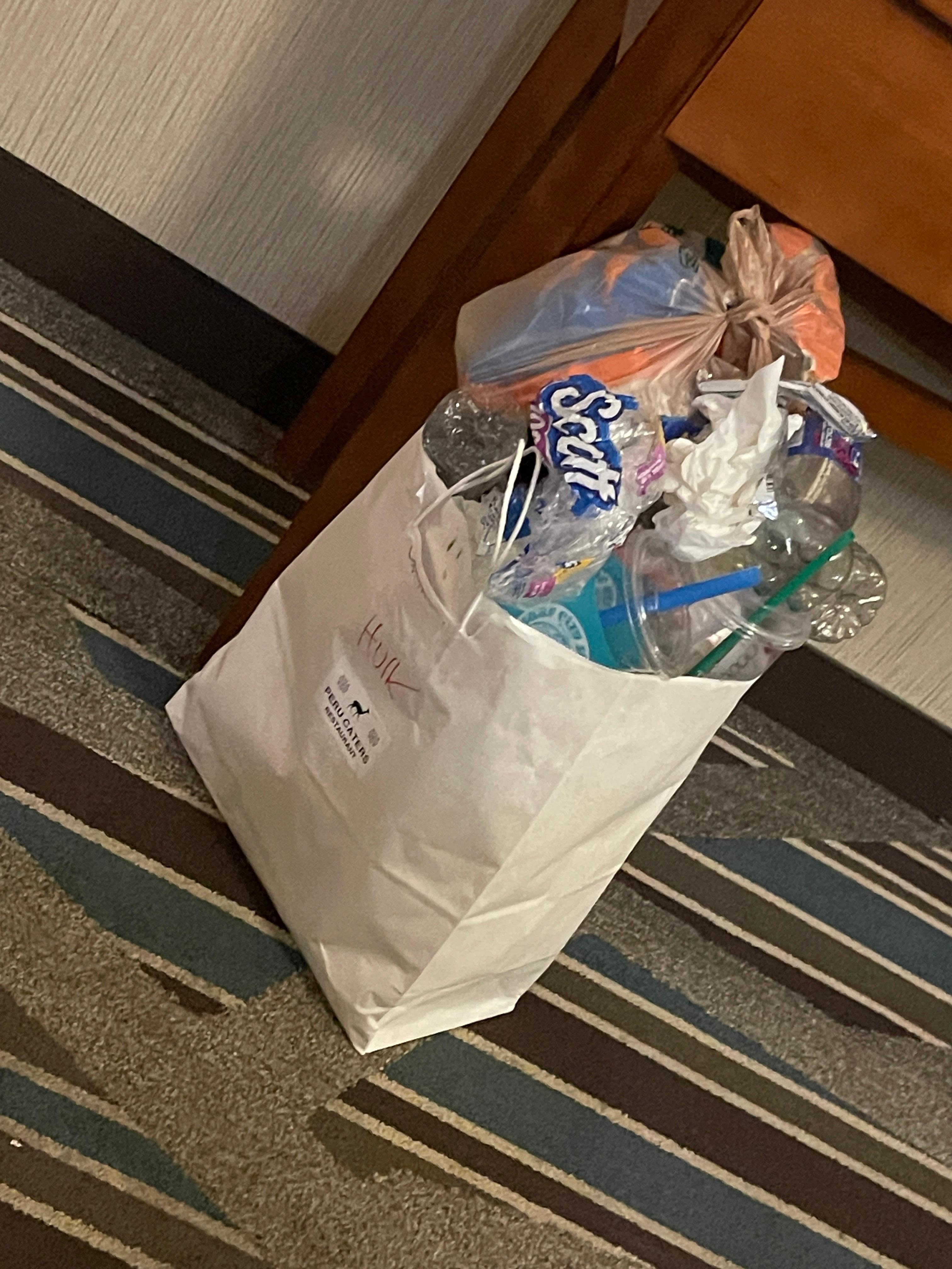 Garbage in the hallways, this was there for 2 days. 