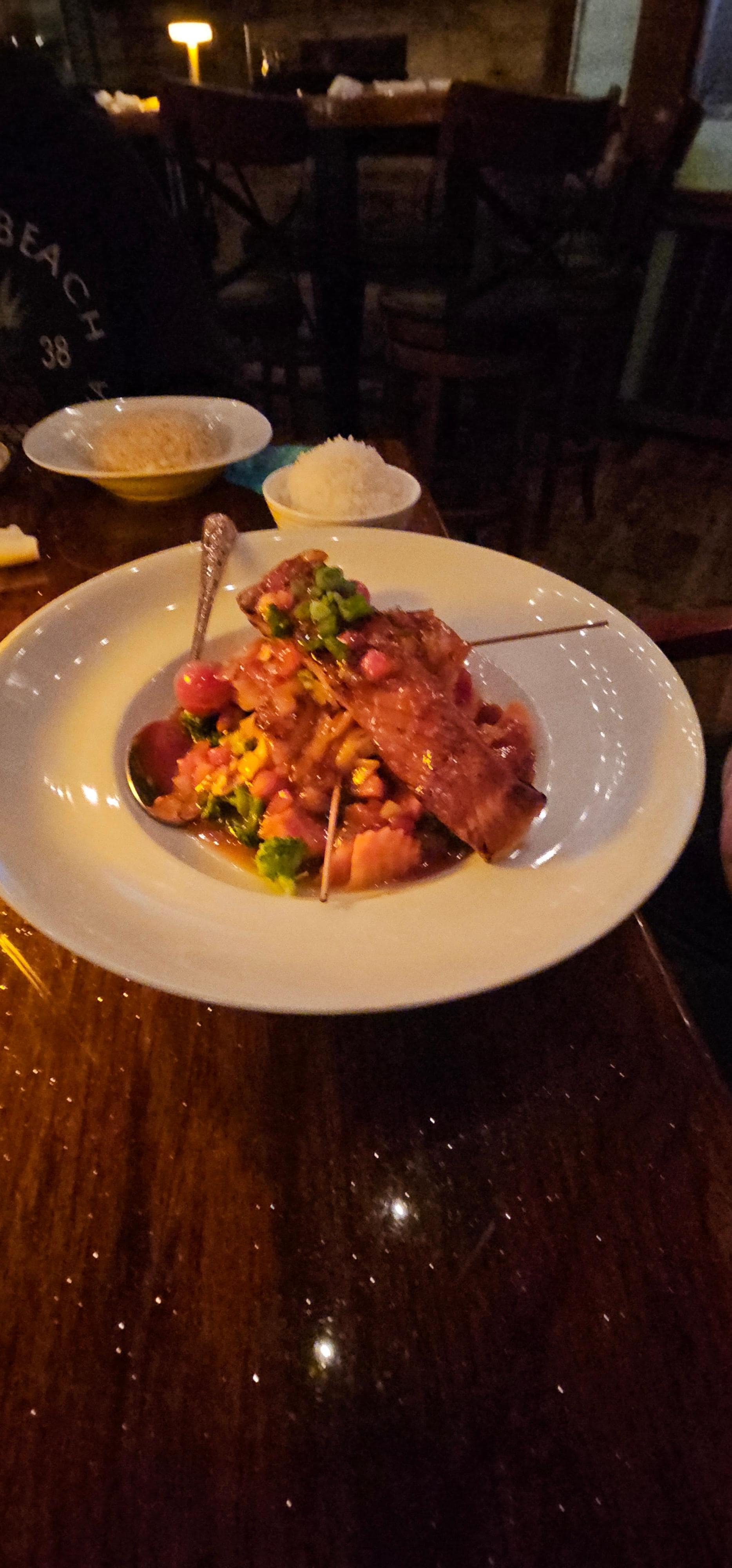 Delicious food choices near by.