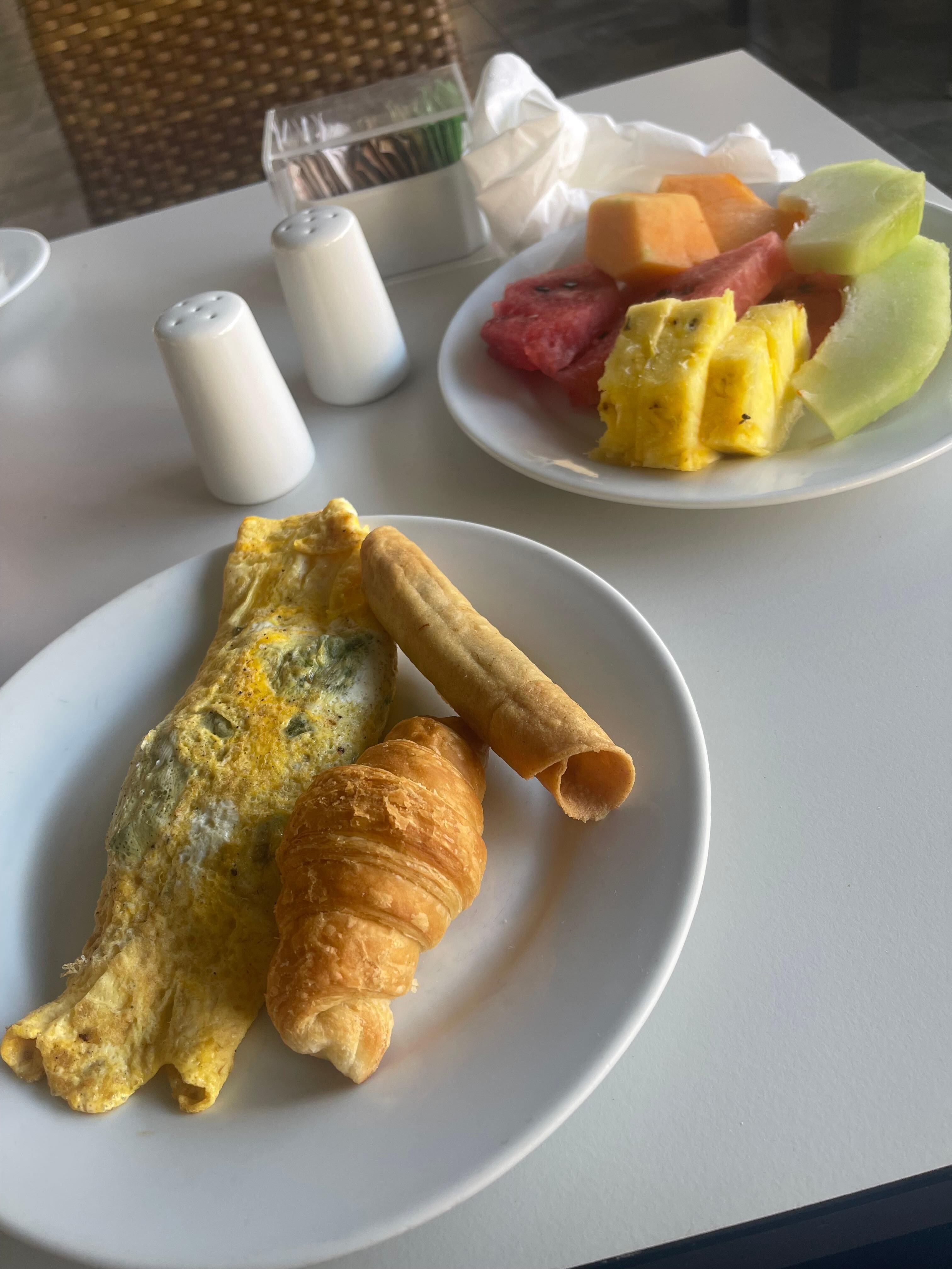 Breakfast / freshly omelets and fresh fruit  