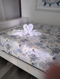 Cute swans welcomed us into the condo when we arrived!