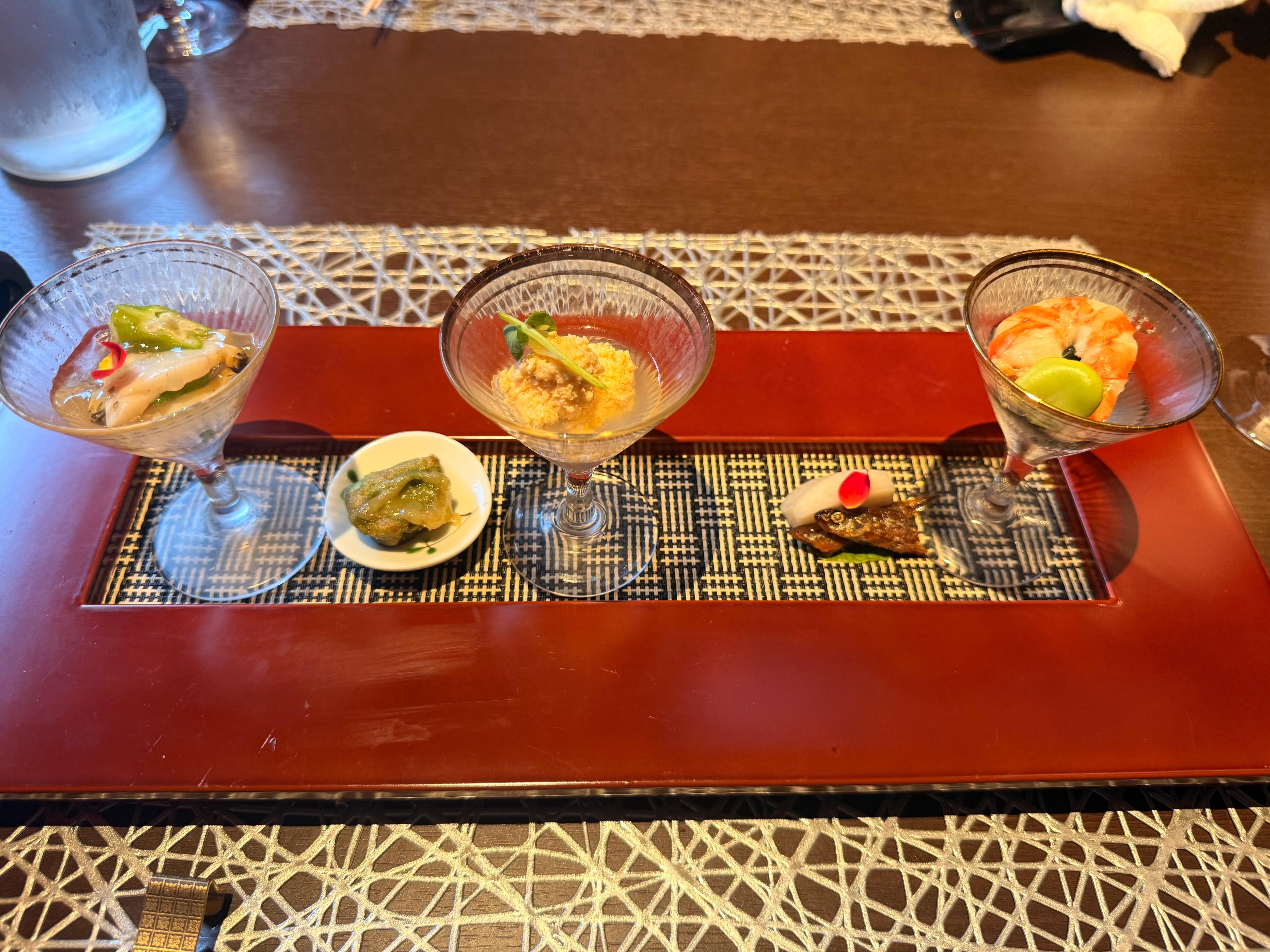 Appetizers are delicious for kaiseki dinner 