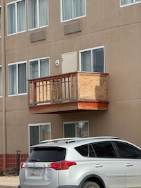 Here are balconies for the hotel they're made out of wood