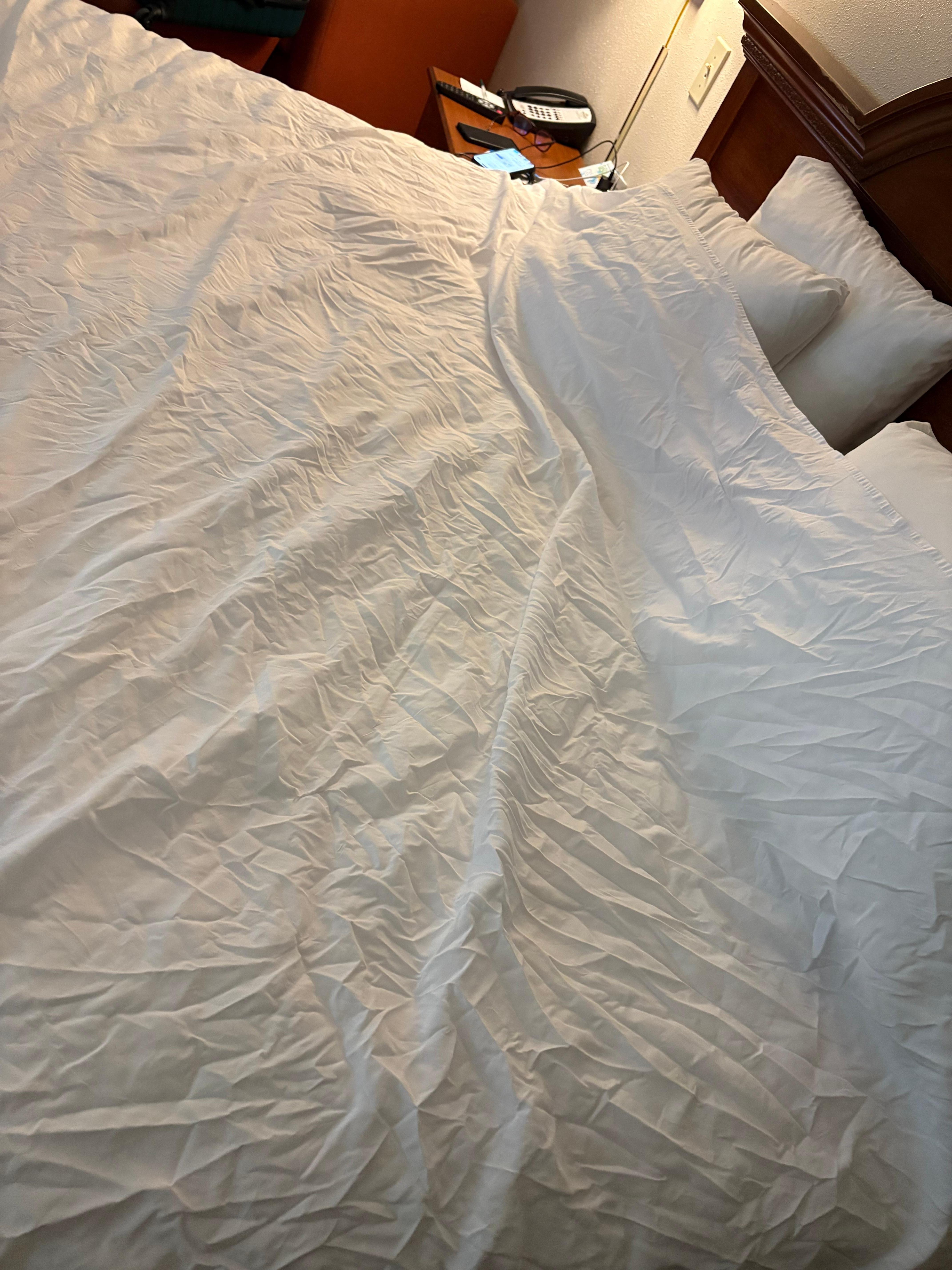 What the sheets looked like.  Definitely not clean and changed. 