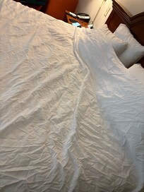 What the sheets looked like. Definitely not clean and changed.