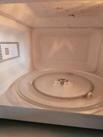 Inside the microwave when we got to the room