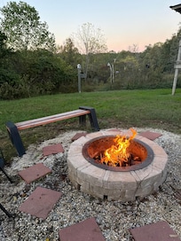 Very nice fire pit with seating