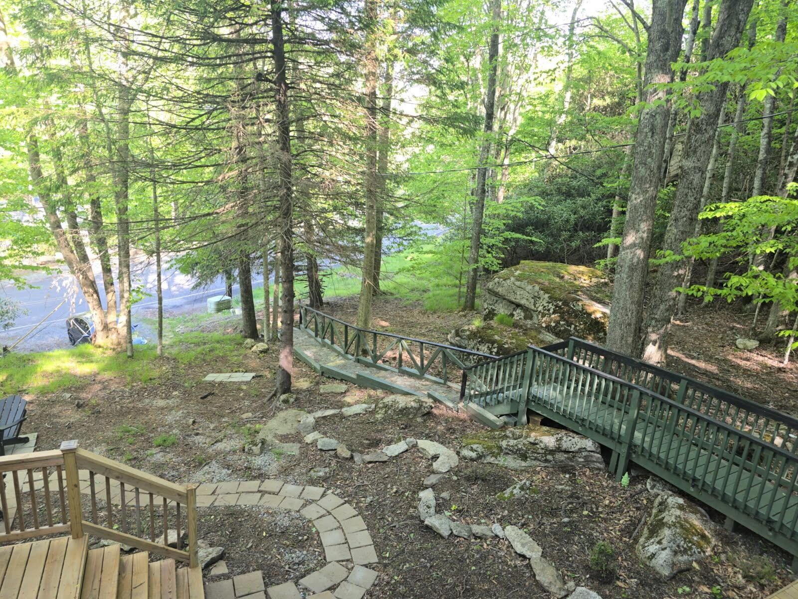 This was taken from the house showing the stairs to the parking area.