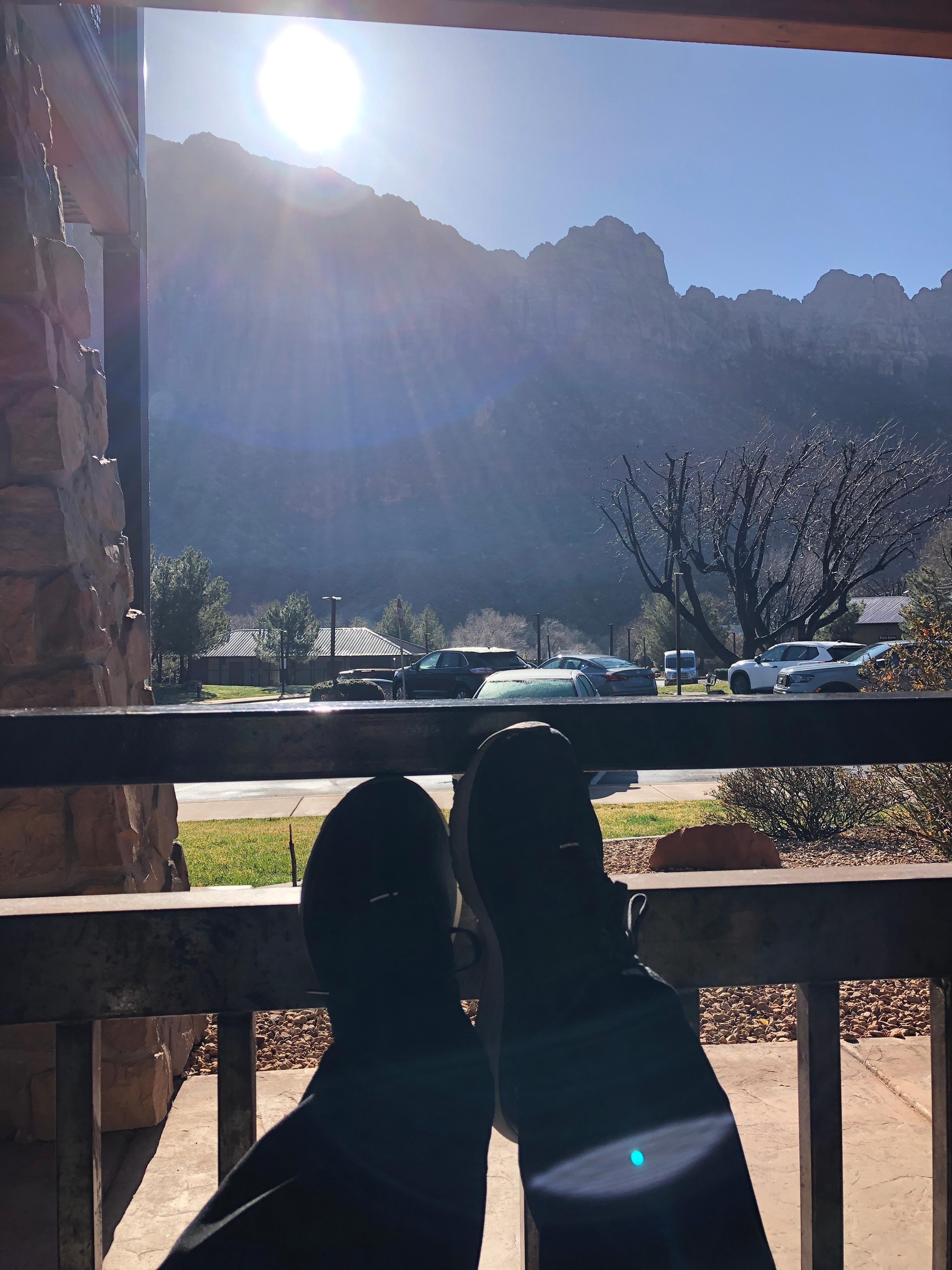 Each room has a little patio with chairs so you can sit and enjoy your morning coffee. 