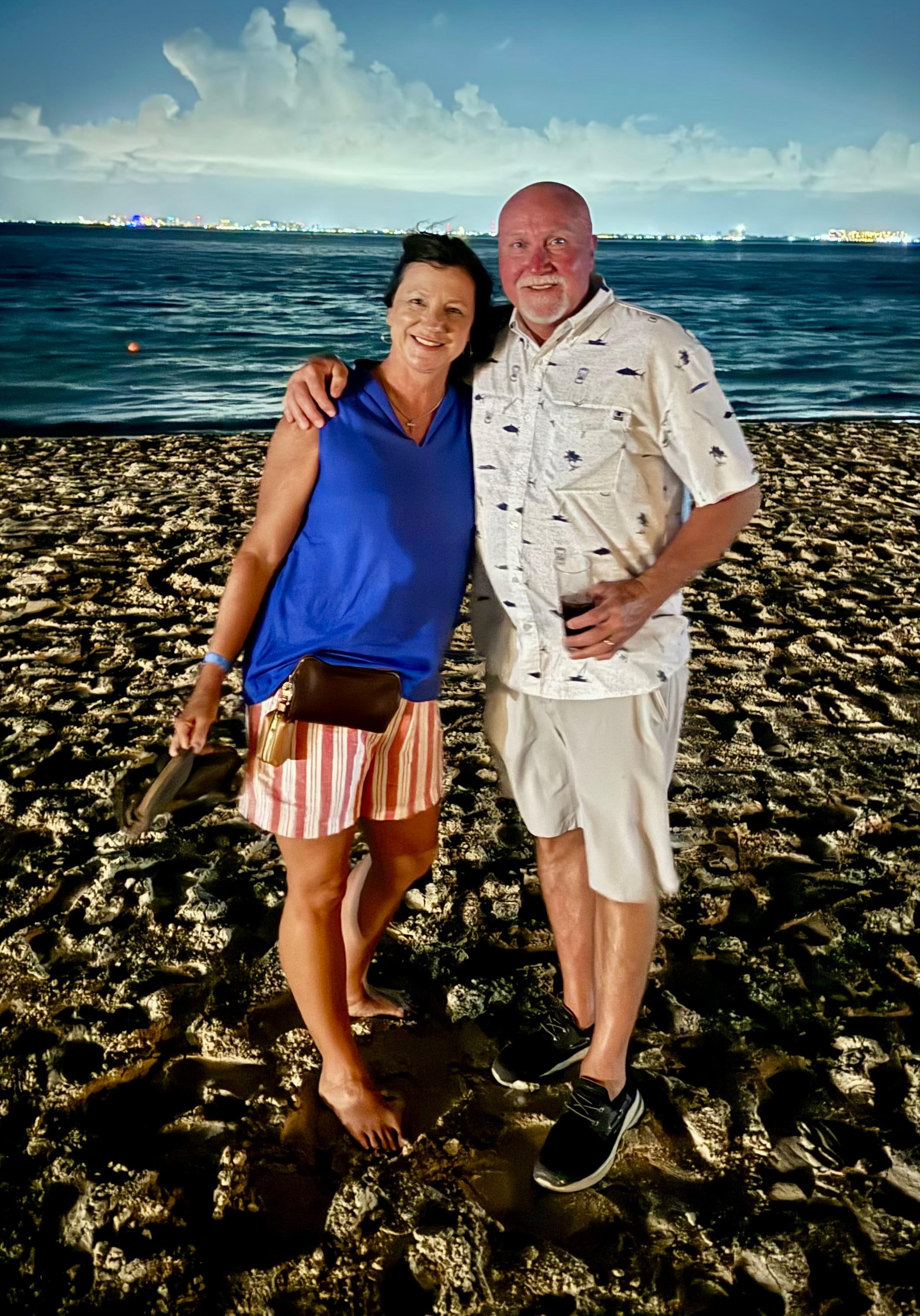 The beach in front of the resort one evening.