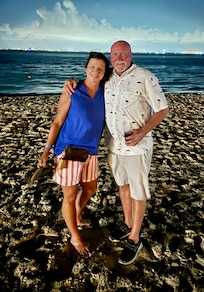 The beach in front of the resort one evening.