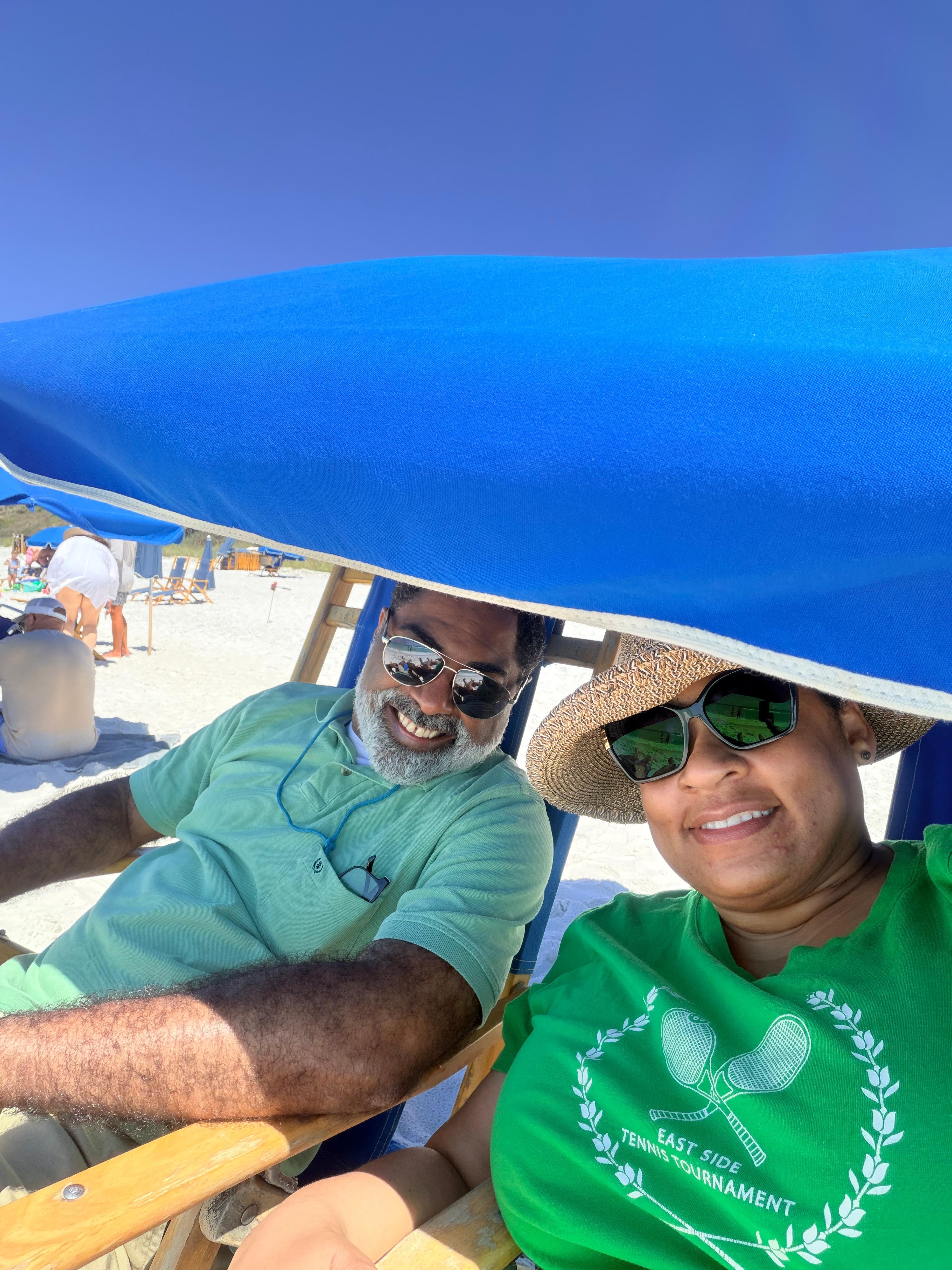 Enjoying the sun and sand at the beach across the street 