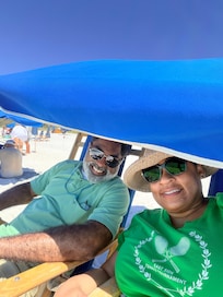 Enjoying the sun and sand at the beach across the street