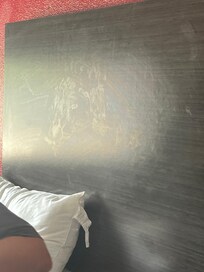 headboard covered with hand prints and a gelatinous substance ? semen