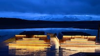 Hot Tub with a backdrop of Glaciers